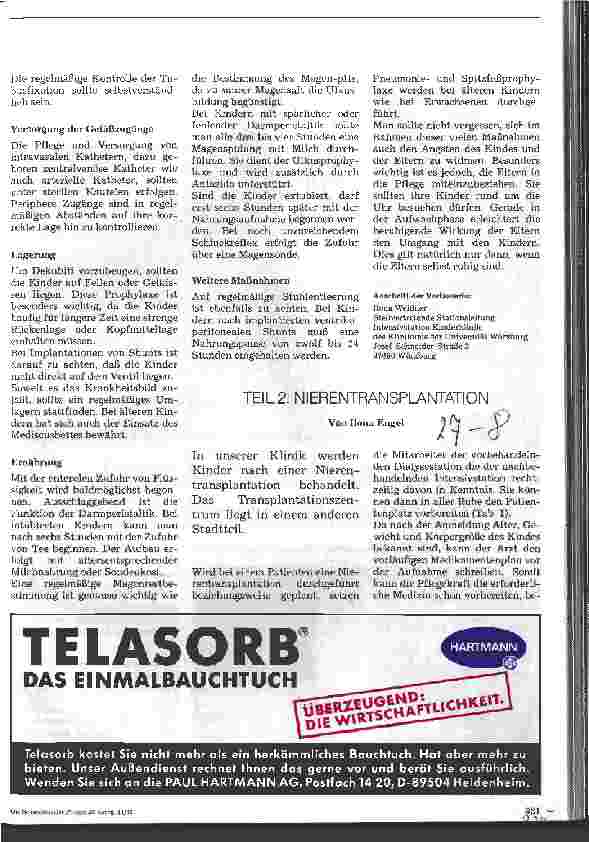 Vorschauseite 1: Postoperative Pflegemaßnahmen Teil 2: Nierentransplantation