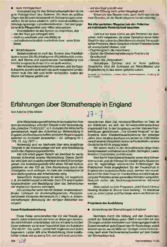 Vorschauseite 1: Erfahrungen über Stromatherapien in England