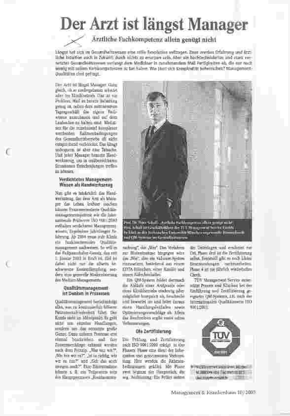 Vorschauseite 1: Der Arzt ist längst Manager Ärztliche Fachkompetenz allein genügt nicht