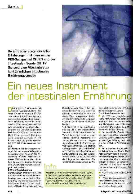 Vorschauseite 1: Ein neues Instrument der intestinalen Ernährung