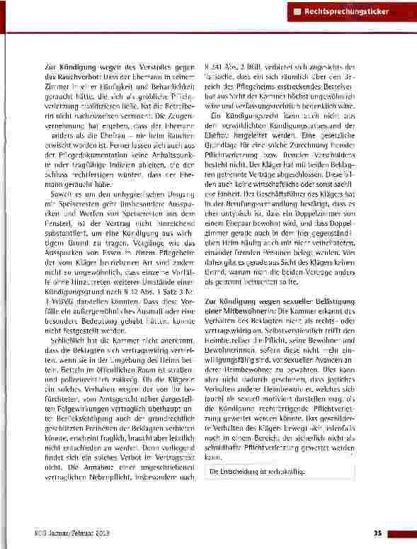 Vorschauseite 4: Beharrlicher Verstoß gegen das Rauchverbot LG Freiburg vom 5.7.2012 (3 S 48/12)