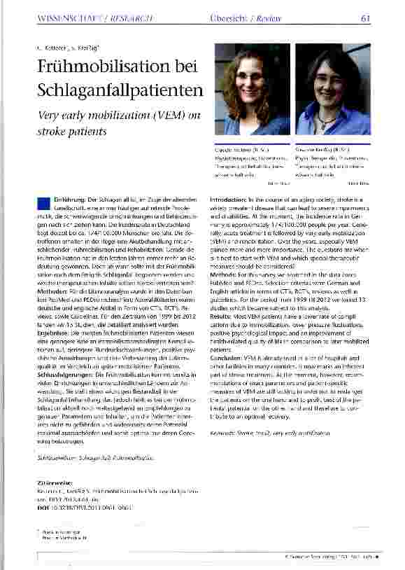 Vorschauseite 1: Frühmobilisation bei Schlaganfallpatienten