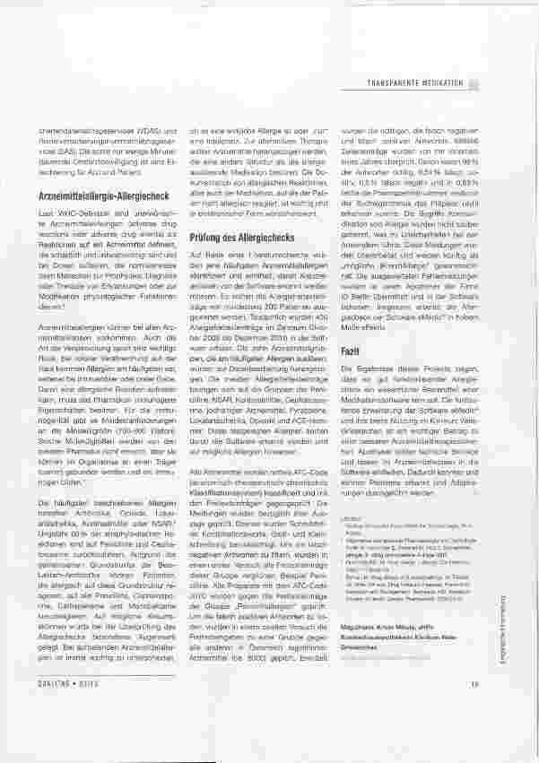 Vorschauseite 2: Prüfung der Effektivität des Allergie Checks in der Software eMedic®