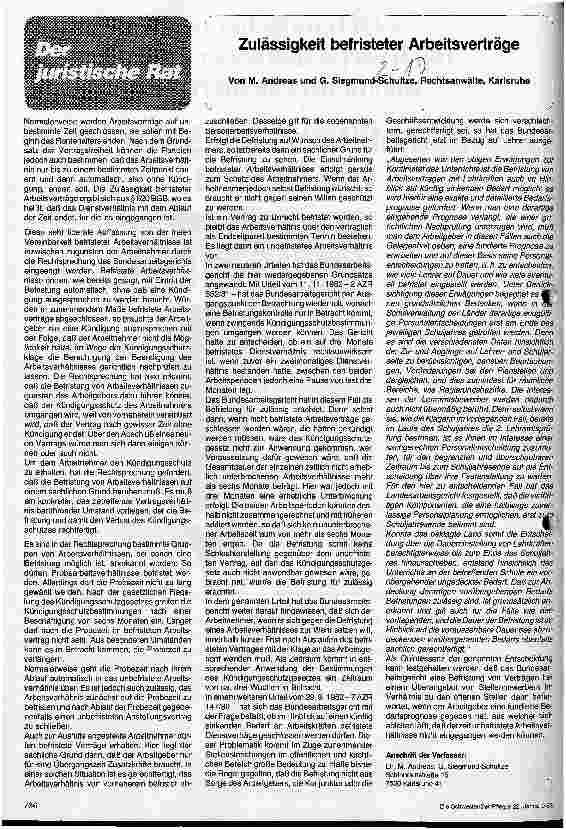 Vorschauseite 1: Der juristische Rat: Zulässigkeit befristeter Arbeitsverträge