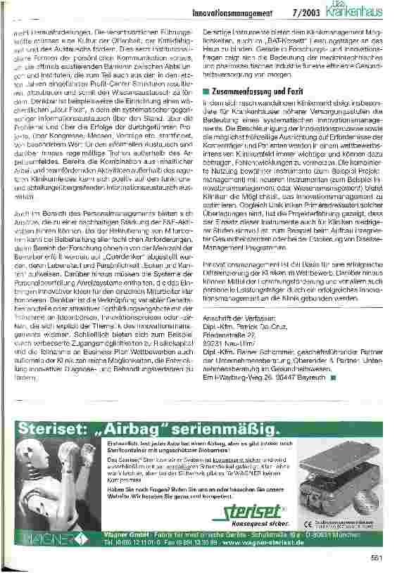 Vorschauseite 3: Innovationsmanagement im Klinikwettbewerb