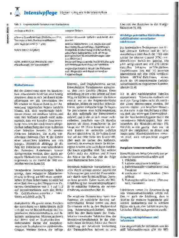 Vorschauseite 2: Hygiene in der Intensivpflege - sinnvolle und nicht sinnvolle Präventionsmaßnahmen Gefäßkatheter-assoziierter Infektionen