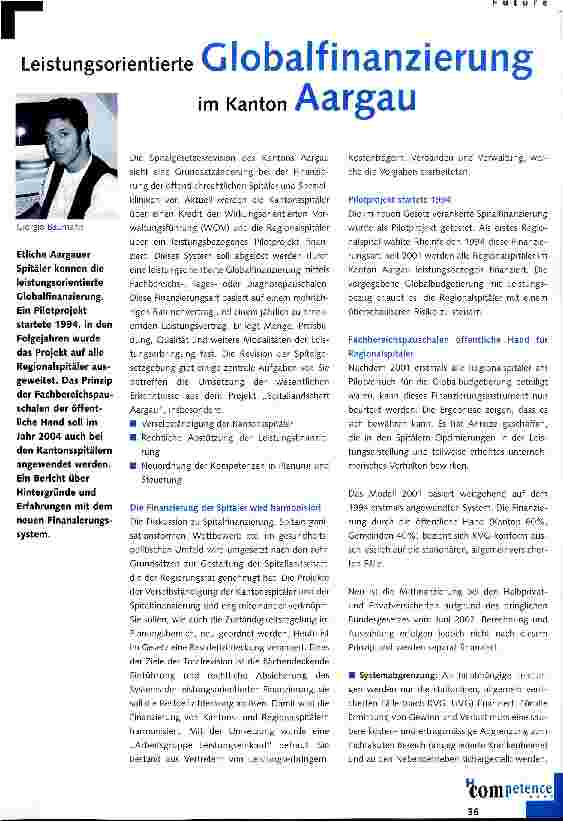Vorschauseite 1: Leistungsorientierte Globalfinanzierung im Kanton Aargau