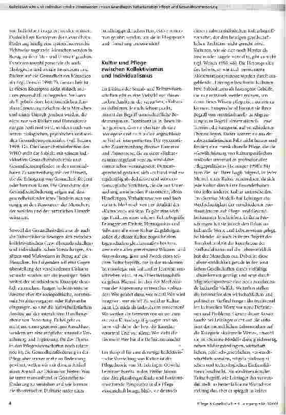 Vorschauseite 2: Kollektivistische und individualistische Dimensionen in den Grundlagen kultursensibler Pflege und Gesundheitsförderung