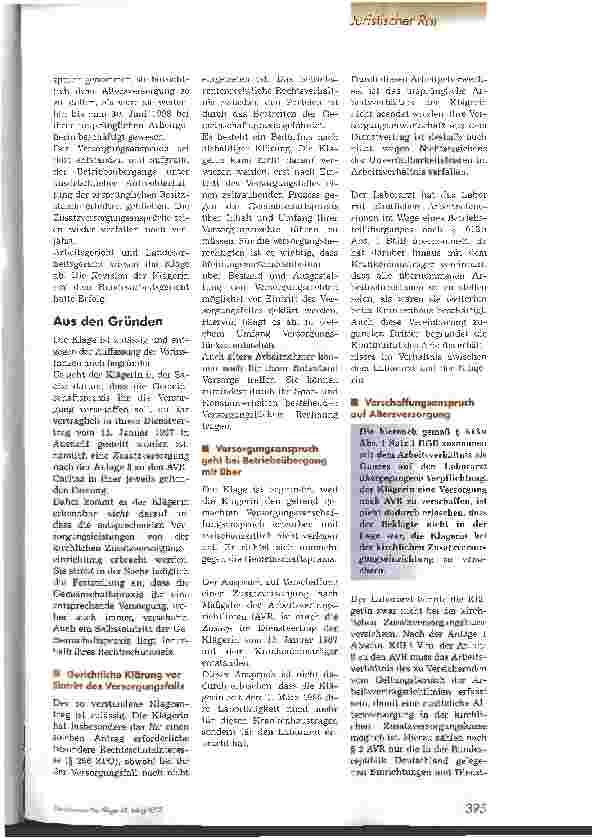 Vorschauseite 2: Zusätzliche Altersversorgung bei Betriebsübergang