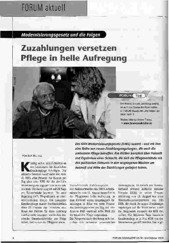 Vorschauseite 1: Zuzahlungen versetzen Pflege in helle Aufregung