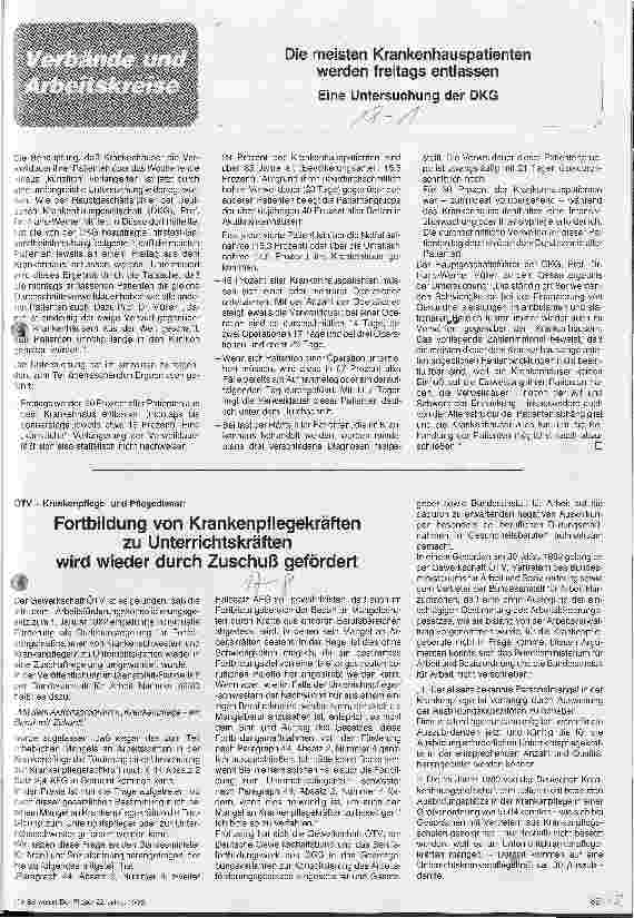 Vorschauseite 1: Die meisten Krankenhauspatienten werden Freitags entlassen