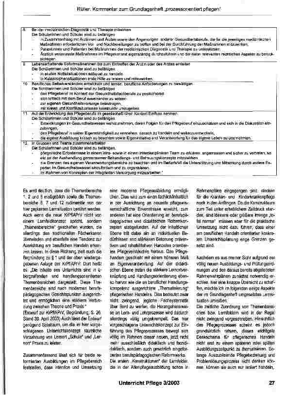 Vorschauseite 4: Pflegeprozessorientiertes Denken in der Ausbildung-Kommentar zum Gruncllagenheft: „prozessorientiert pflegen