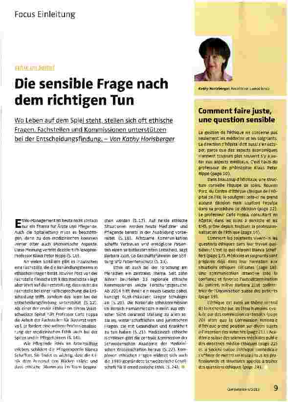 Vorschauseite 1: Die sensible Frage nach dem richtigen Tun