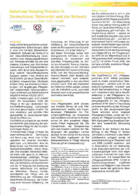 Vorschauseite 1: Advanced Nursing Präctice in Deutschland, Österreich und der Schweiz