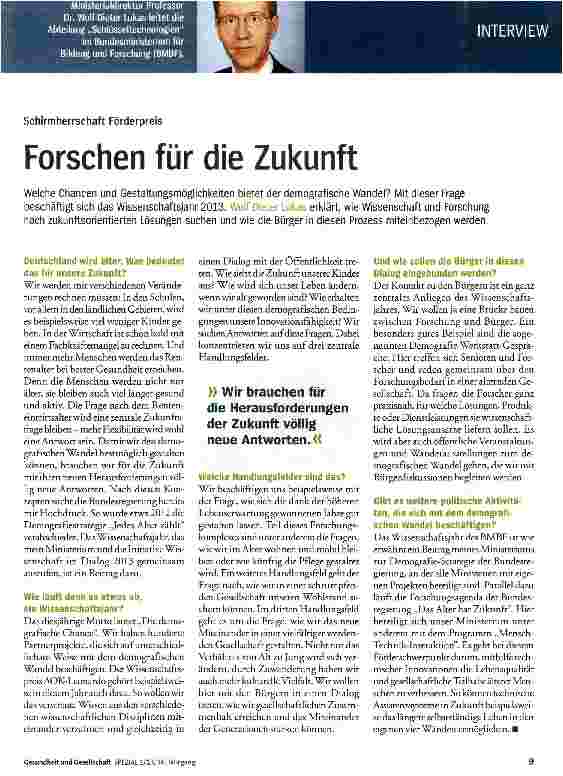 Vorschauseite 1: Forschen für die Zukunft
