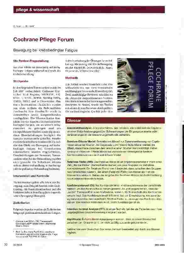Vorschauseite 1: Cochrane Pflege Forum