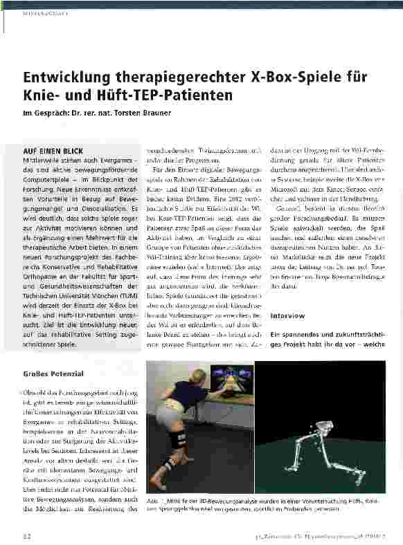 Vorschauseite 1: Entwicklung therapiegerechter X-Box-Spiele für Knieund Hüft-TEP-Patienten