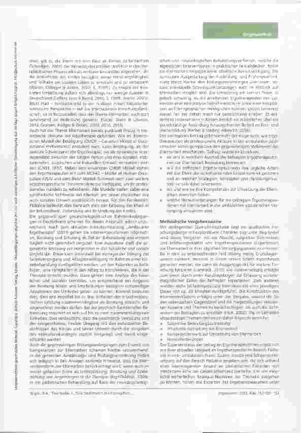 Vorschauseite 2: Zum Stellenwert der Elternarbeit in der ambulanten ergotherapeutischen Versorgung aus Perspektive der professionellen Akteure