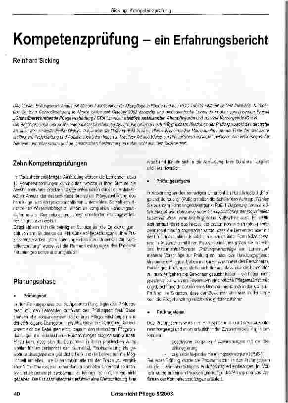 Vorschauseite 1: Kompetenzprüfung - ein Erfahrungsbericht