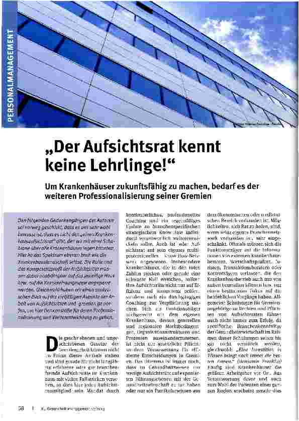 Vorschauseite 1: „Der Aufsichtsrat kennt keine Lehrlinge!
