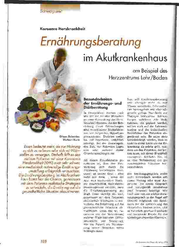 Vorschauseite 1: Ernärungsberatung im Akutkrankenhaus am Beispiel des Herzzentrums Lahr/Baden