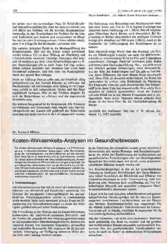 Vorschauseite 1: Kosten - Wirksamkeits - Analysen im Gesundheitswesen