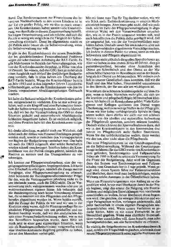 Vorschauseite 6: Krankenhäuser zwischen Fortschritt und Fesselung Rede d.BundesGesundheitsmin. z. Eröffnung Hospital Congress+Interhosp.