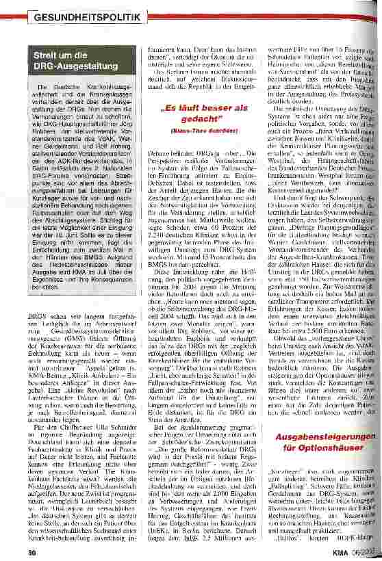 Vorschauseite 2: 2. Nationales DRG-Forum Der lange Weg zum Konsens