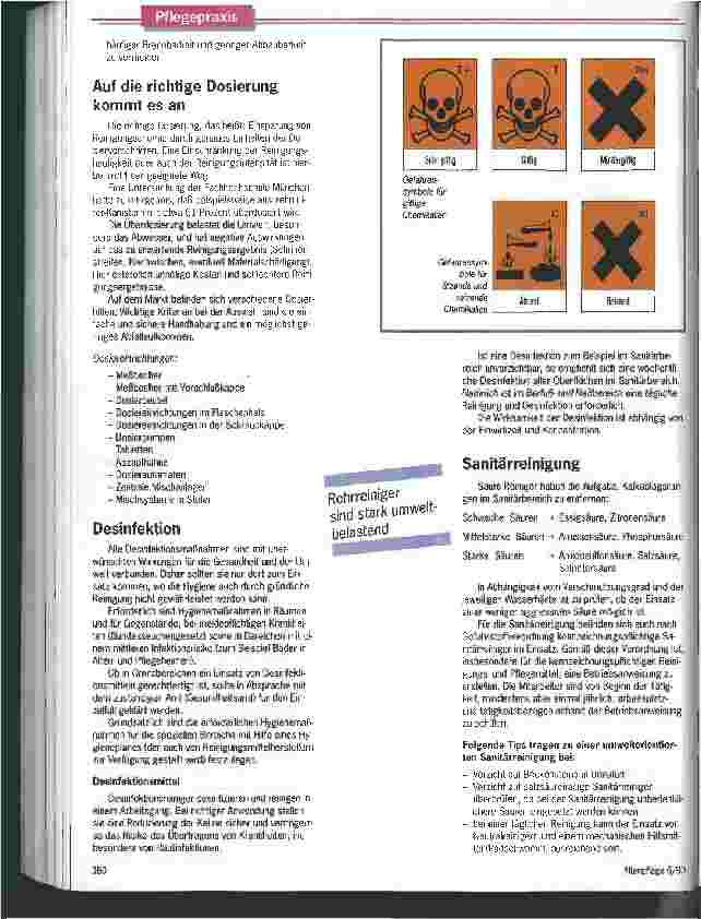 Vorschauseite 3: Reinigungsmittel haben keinen Umweltengel Hygiene im Heim erfordert bewußten Umgang mit Chemikalien