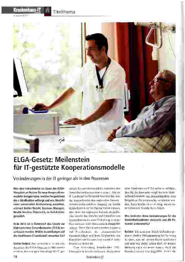 Vorschauseite 1: ELGA-Gesetz: Meilenstein für IT-gestützte Kooperationsmodelle