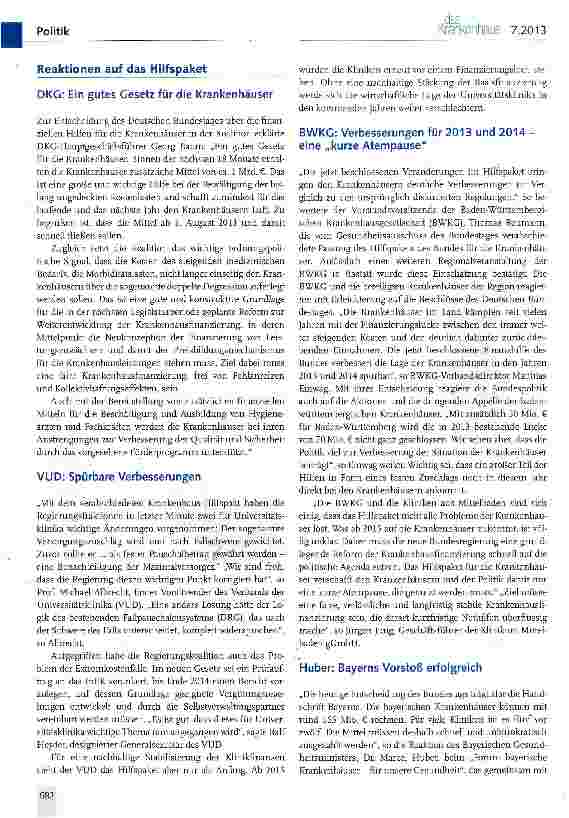 Vorschauseite 1: Reaktionen auf das Hilfspaket