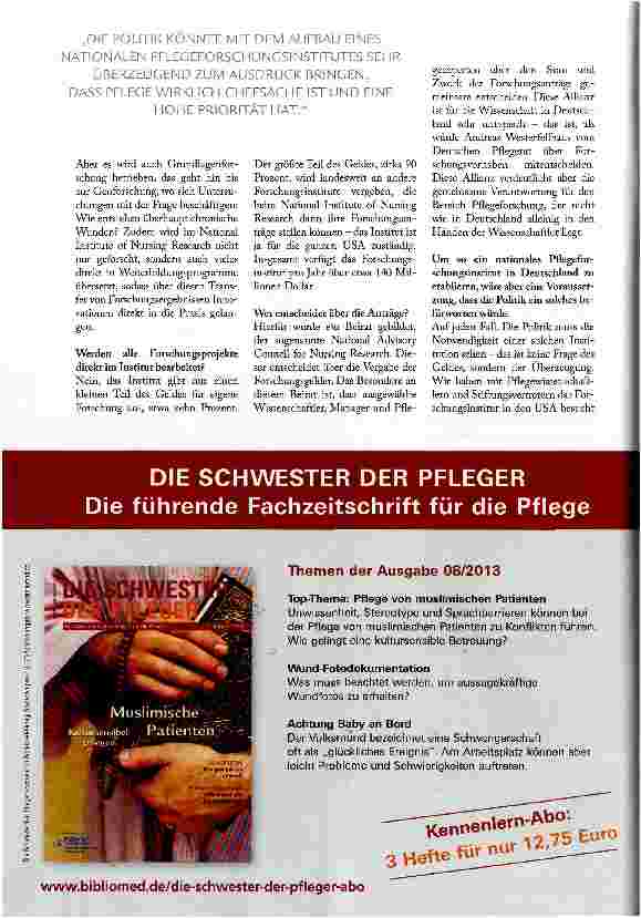 Vorschauseite 3: GUTE PFLEGEFORSCHUNG RECHNETSICH IN JEDEM FALL