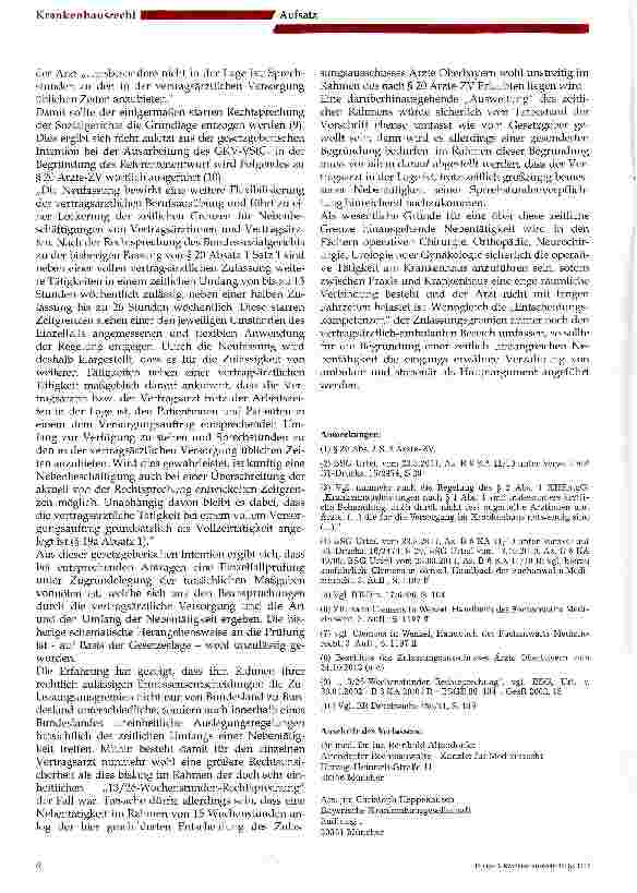 Vorschauseite 3: Zur Auslegung des § 20 Ärzte-ZV