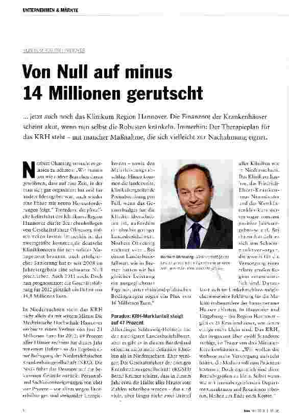 Vorschauseite 1: Von Null auf minus 14 Millionen gerutscht