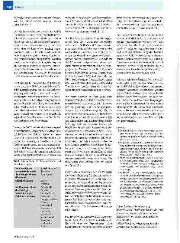 Vorschauseite 2: Essentielle Medikamente für die Palliativmedizin in WHO-Liste aufgenommen