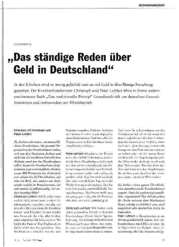 Vorschauseite 2: „Das ständige Reden über Geld in Deutschland