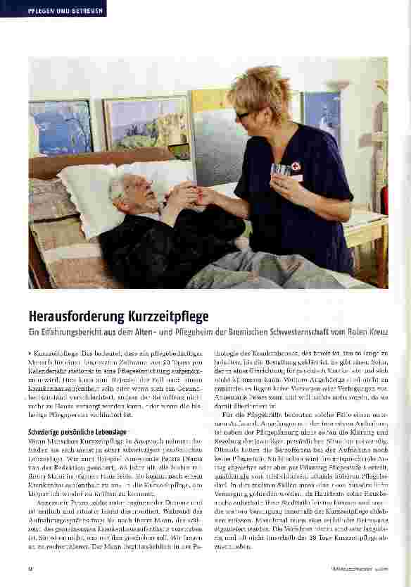 Vorschauseite 1: Herausforderung Kurzzeitpflege