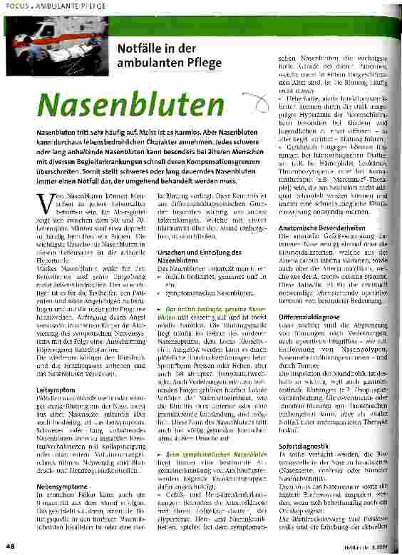 Vorschauseite 1: Nasenbluten Notfälle in der ambulanten Pflege