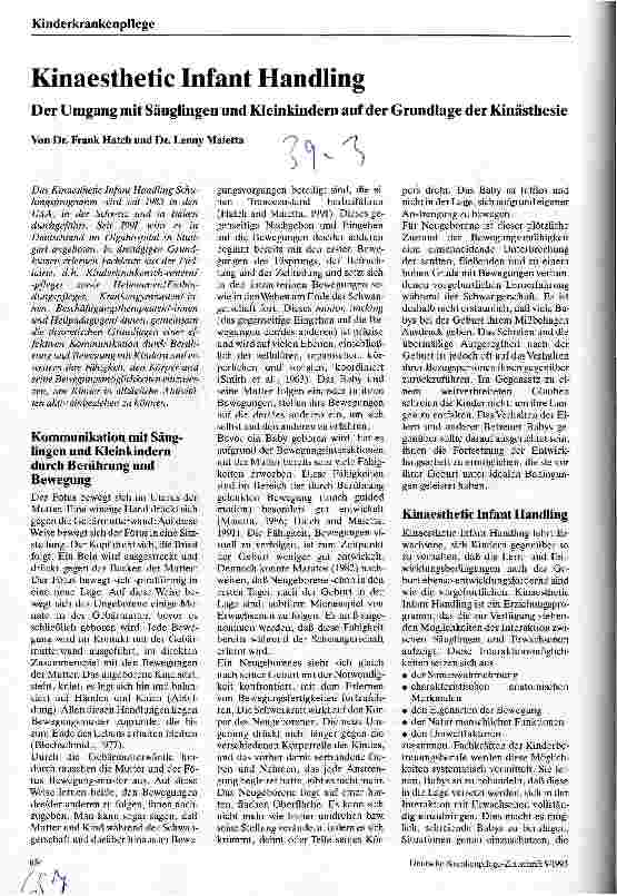 Vorschauseite 1: Kinaesthetic Infant Handling (KIH) Der Umgang mit Säuglingen und Kleinkindern auf der Grundlage der Kinästhesie