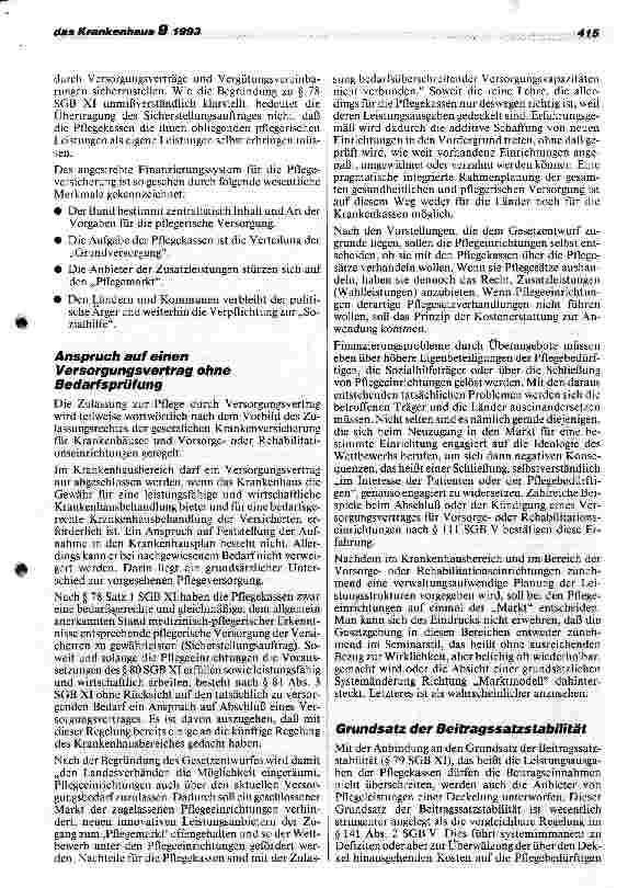 Vorschauseite 2: Finanzierung der Pflegeversicherung - ein Modell für die künftige Kran kenhausfinanzierung?