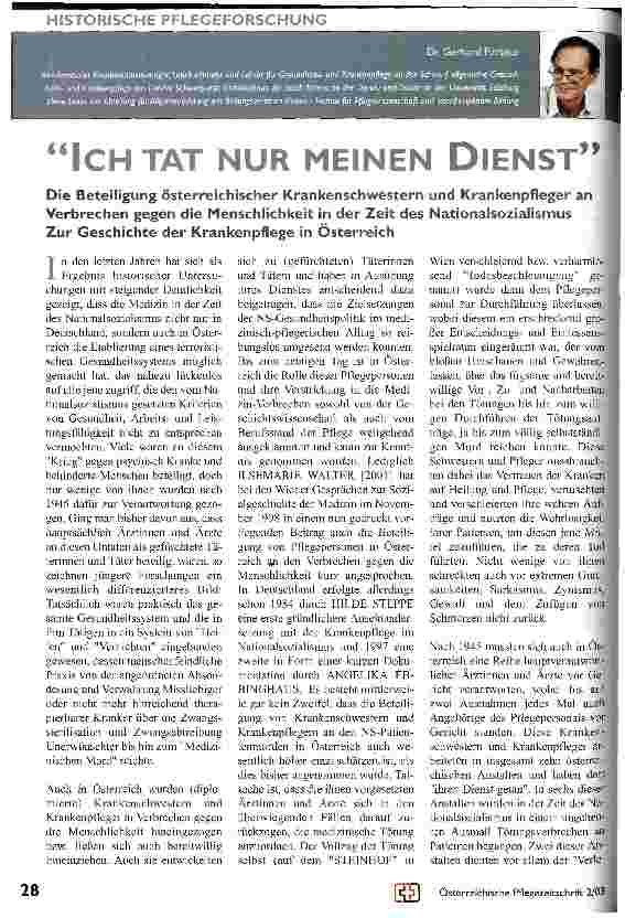 Vorschauseite 1: Ich tat nur meinen Dienst Zur Geschichte der Krankenpflege in Österreich