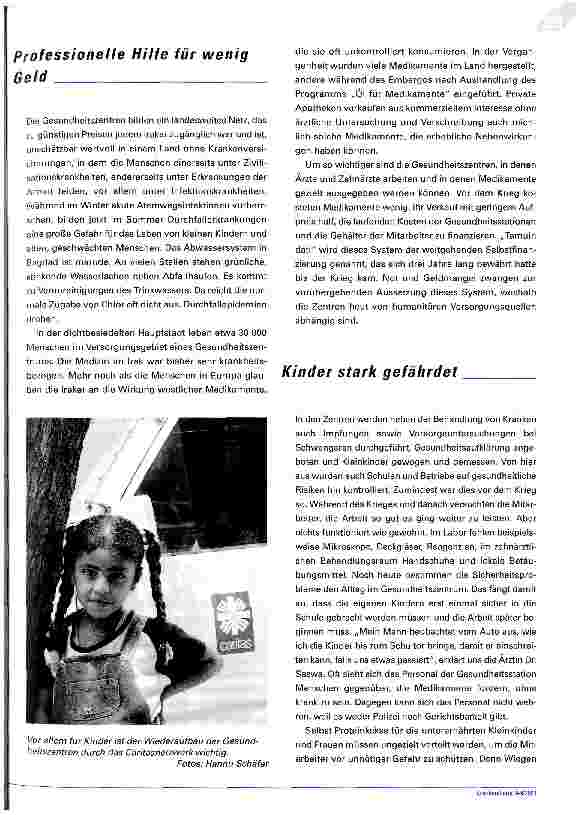 Vorschauseite 3: Bagdad, Juni 2003 Der Wiederaufbau von Gesundheitszentren im Irak