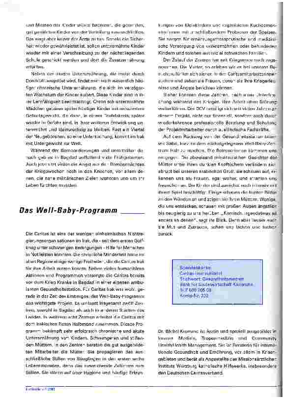 Vorschauseite 4: Bagdad, Juni 2003 Der Wiederaufbau von Gesundheitszentren im Irak