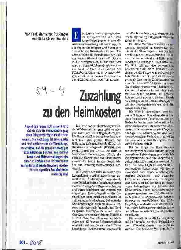 Vorschauseite 1: Zuzahlung zu den Heimkosten