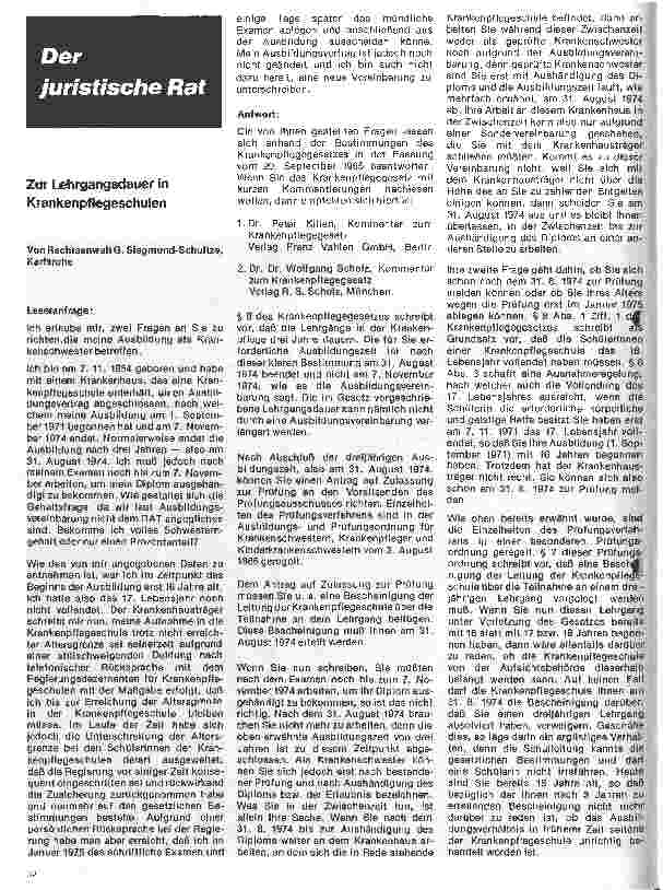 Vorschauseite 1: Zur Lehrgangsdauer in Krankenpflegeschulen