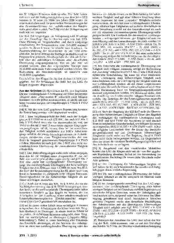 Vorschauseite 2: Vorübergehende Übertragung einer höher-wertigen Tätigkeit BAT § 22 Abs. 2, § 24 Abs. 1; TVöD § 14