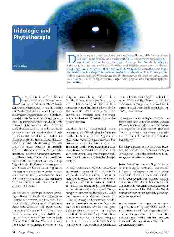 Vorschauseite 1: Iridologie und Phytotherapie