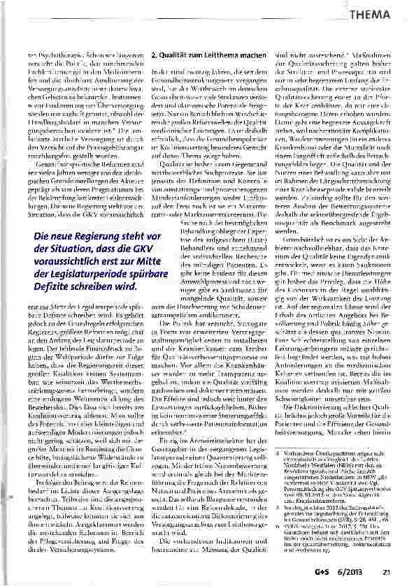 Vorschauseite 2: Freiräume nutzen: Handlungsperspektiven einer Gesundheitspolitik ohne Finanzierungsnöte und mit breiter parlamentarischer Mehrheit
