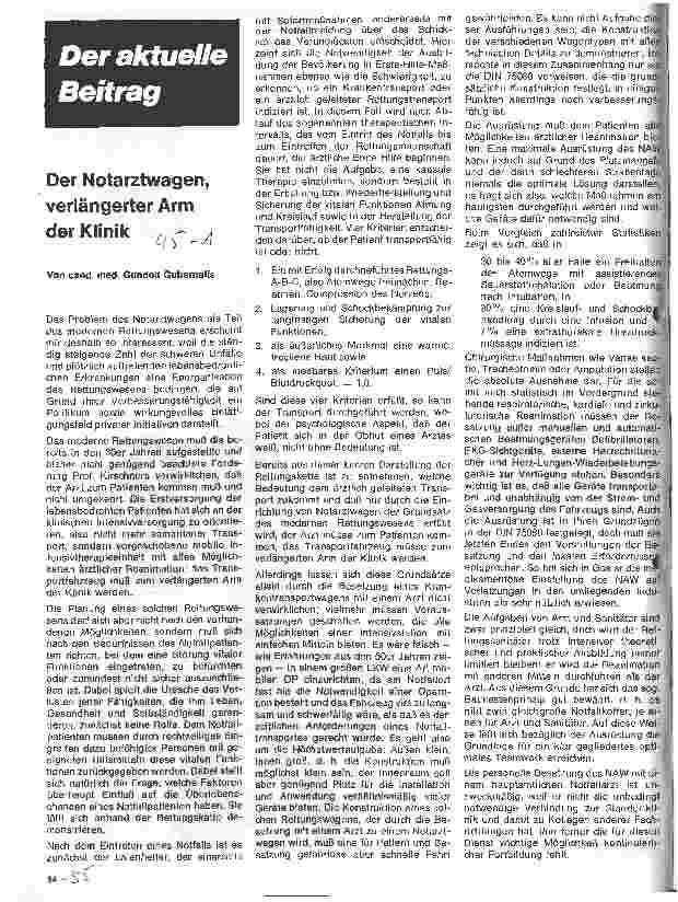 Vorschauseite 1: Der Notarztwagen, verlängerter Arm der Klinik