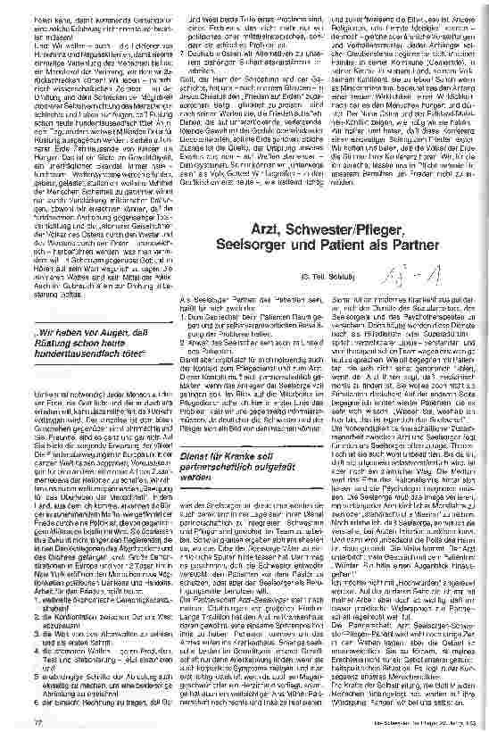 Vorschauseite 1: Arzt, Schwester/Pfleger, Seelsorger und Patient als Partner